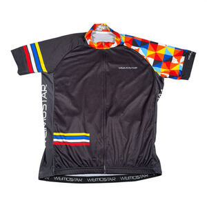 Weimostar Cycling Jersey Adult EXTRA LARGE Black Geometric Striped Full Zip